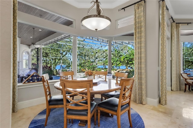 view of tiled dining space