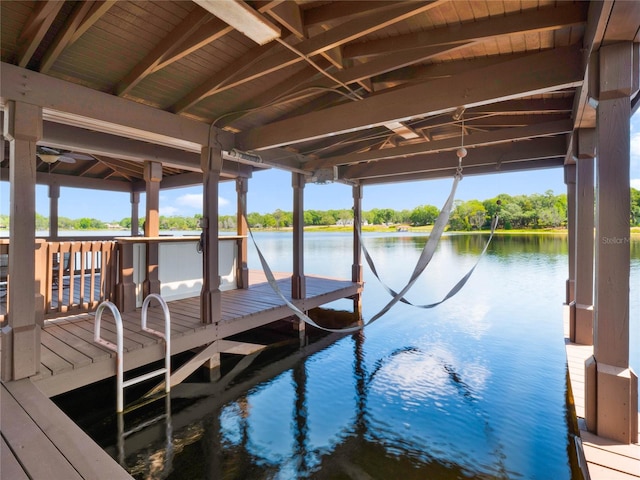 view of dock featuring a water view