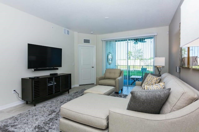 view of tiled living room