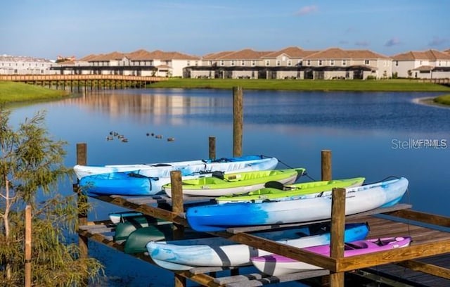 view of dock featuring a water view