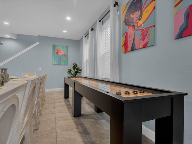 playroom with light tile floors