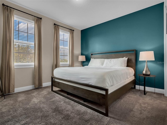 bedroom featuring carpet floors and multiple windows