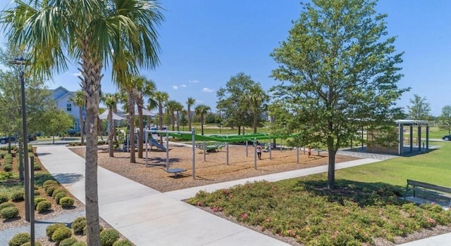 view of play area with a lawn