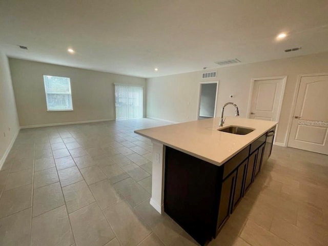 kitchen featuring an island with sink and sink