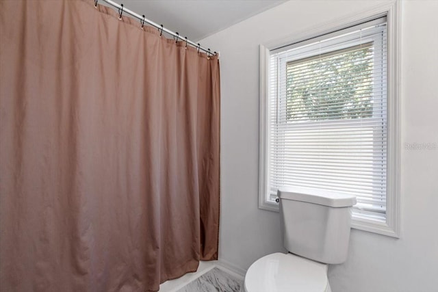 bathroom with plenty of natural light and toilet