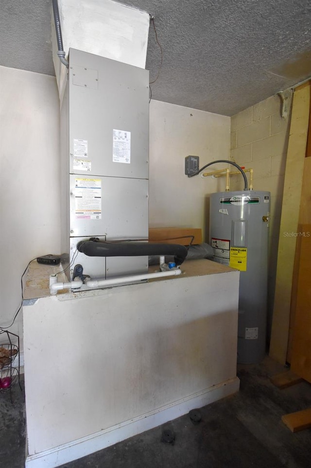 utility room with electric water heater