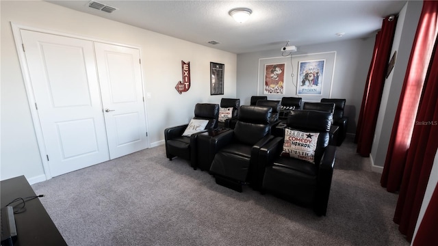 view of carpeted home theater room