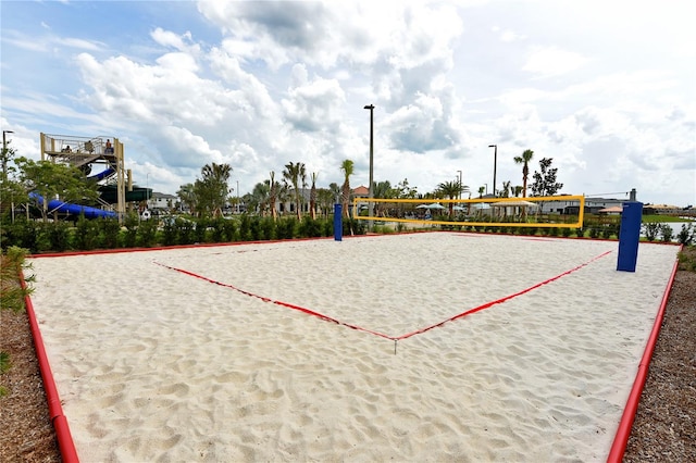 surrounding community featuring volleyball court