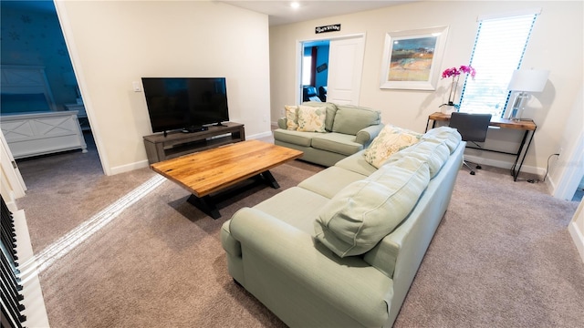 living room with carpet floors