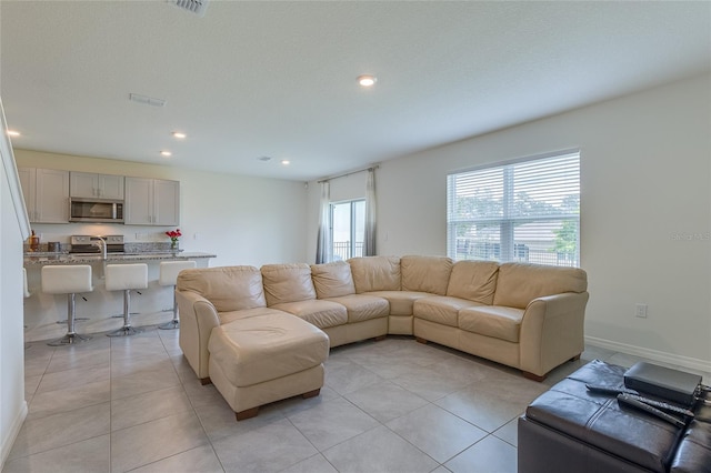 view of tiled living room