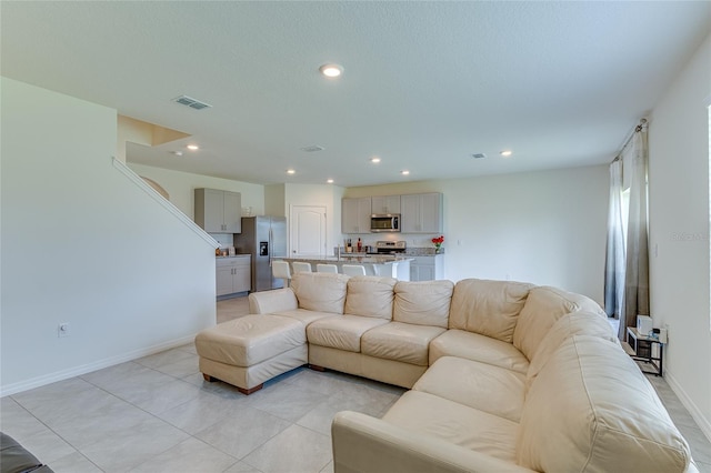 view of tiled living room