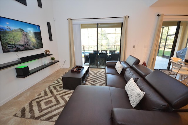 view of tiled living room