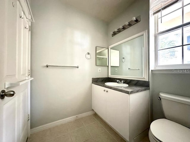 bathroom with tile patterned floors, vanity, and toilet