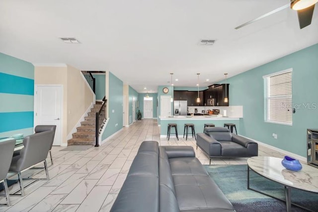 view of tiled living room