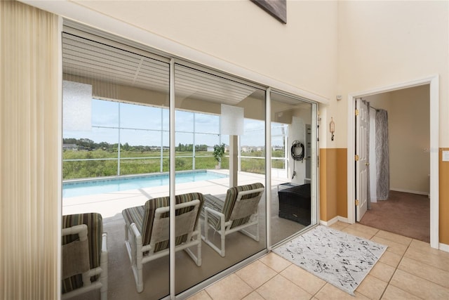 interior space with light tile floors