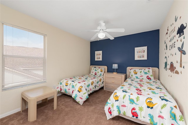 bedroom with carpet and ceiling fan