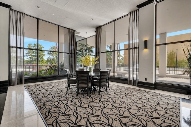 interior space with a textured ceiling and a wealth of natural light