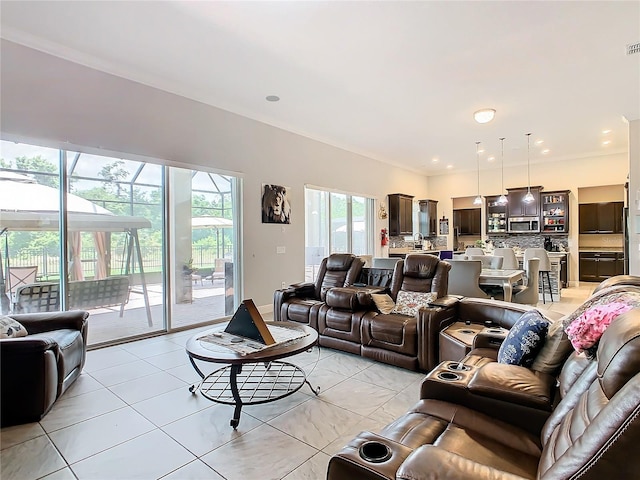 view of tiled living room