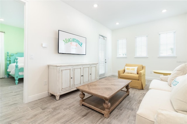 living room featuring light wood-type flooring