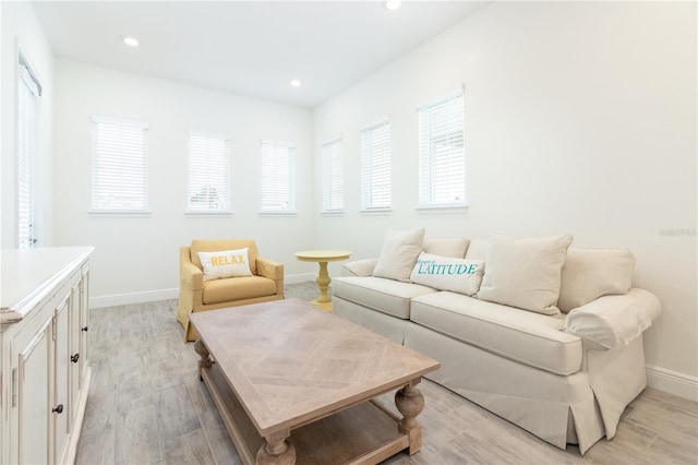 living room featuring light wood-type flooring