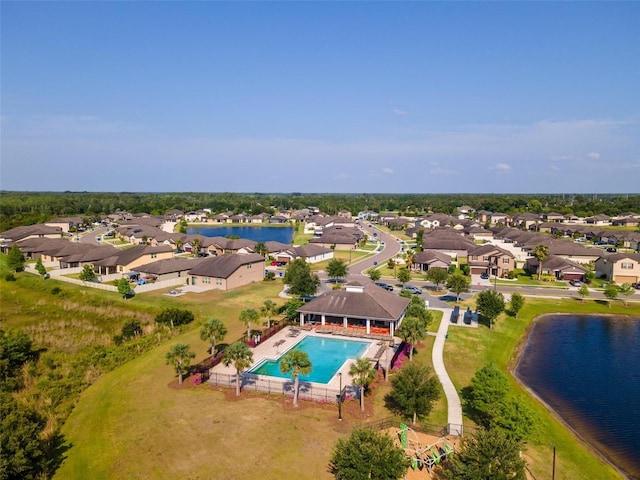 bird's eye view featuring a water view