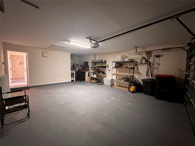 garage with a garage door opener