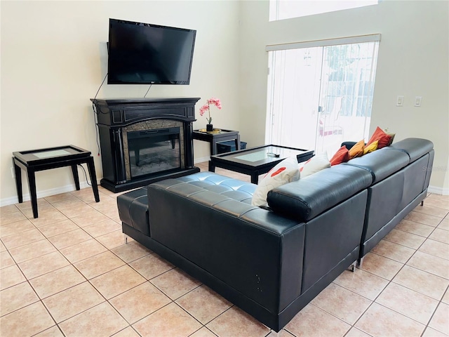 view of tiled living room