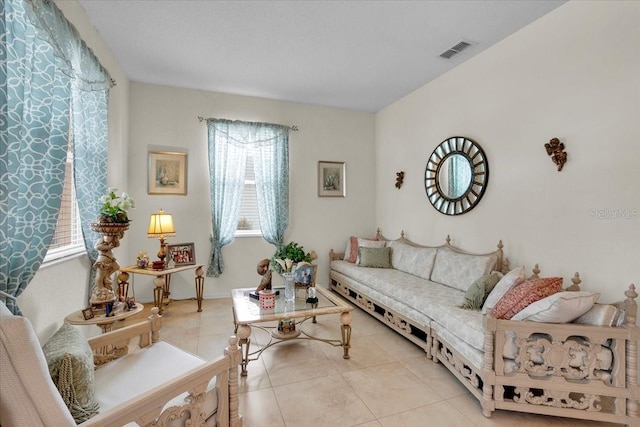 view of tiled living room