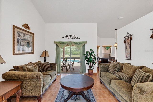 view of tiled living room