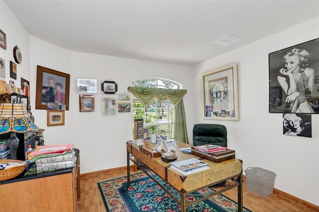 office area featuring light hardwood / wood-style flooring