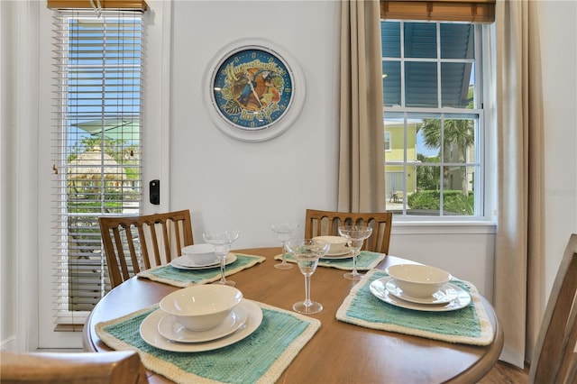 dining room with plenty of natural light