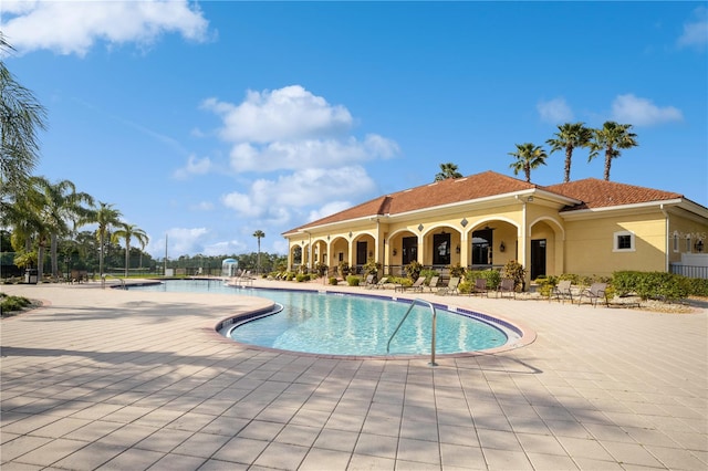 view of pool featuring a patio area