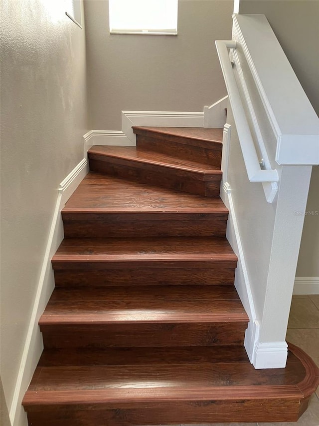 stairs with tile floors