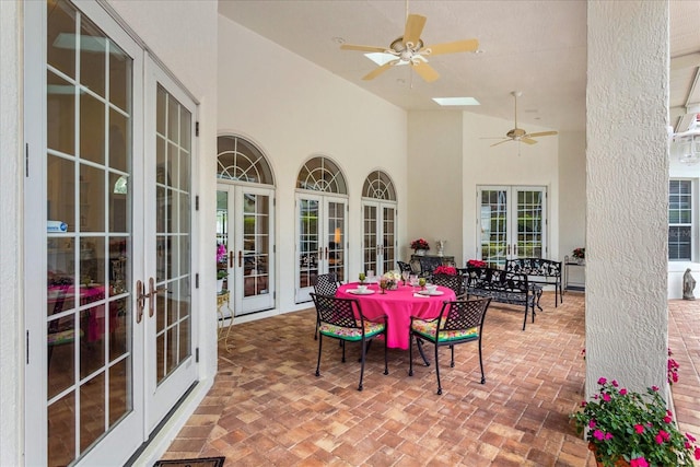 view of patio / terrace with french doors and ceiling fan