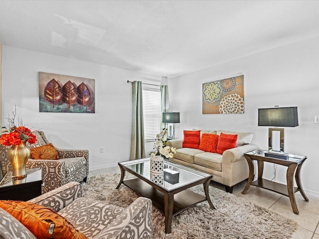 view of tiled living room