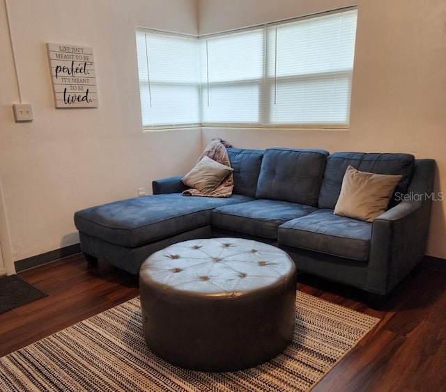 living room featuring dark hardwood / wood-style floors