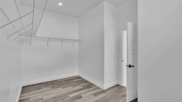 spacious closet with light wood-type flooring