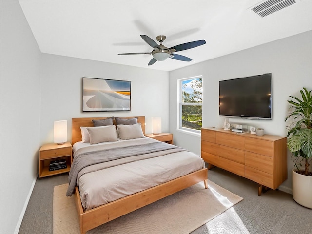 bedroom with carpet and ceiling fan