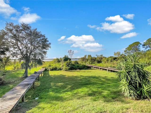 view of property's community featuring a yard