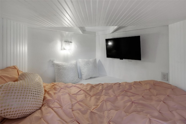 bedroom with wooden ceiling