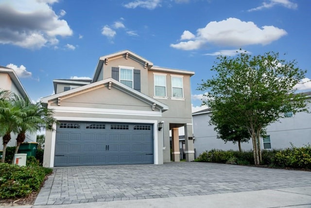 view of front of house with a garage