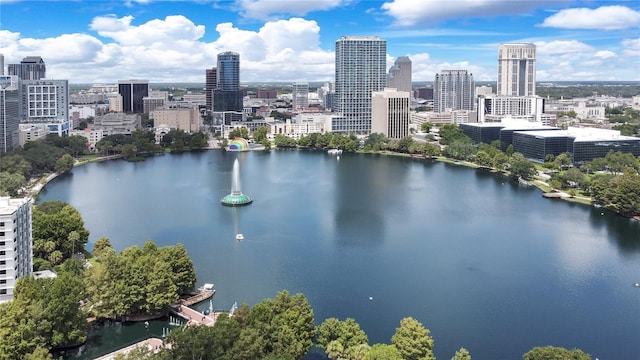 bird's eye view with a view of city and a water view