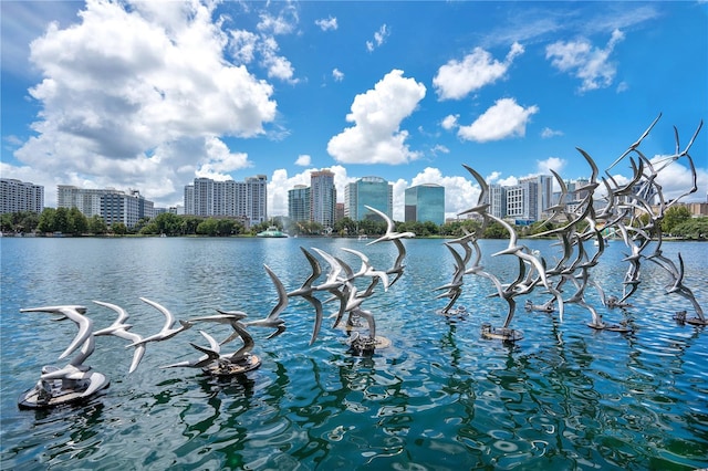 property view of water with a view of city