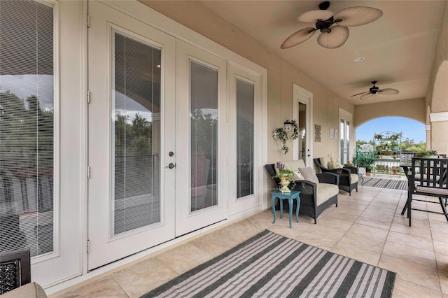 view of patio / terrace featuring ceiling fan