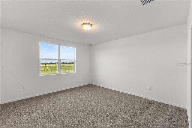 empty room featuring carpet floors and a textured ceiling