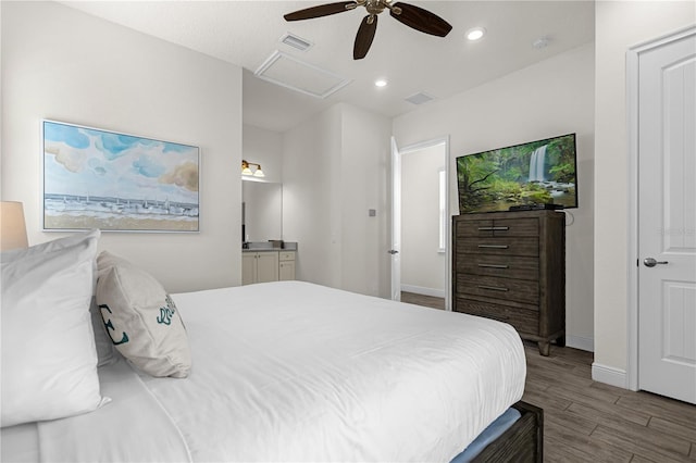 bedroom featuring ceiling fan