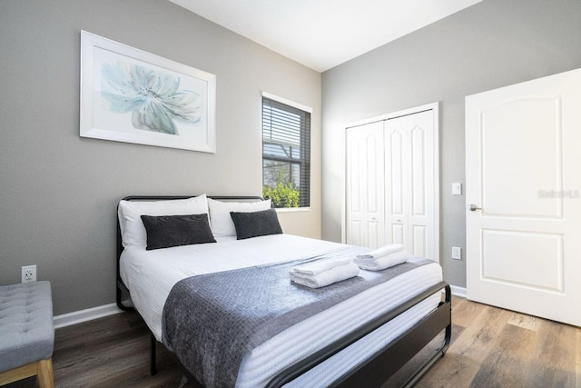 bedroom featuring a closet and hardwood / wood-style floors