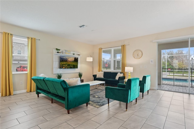 view of tiled living room