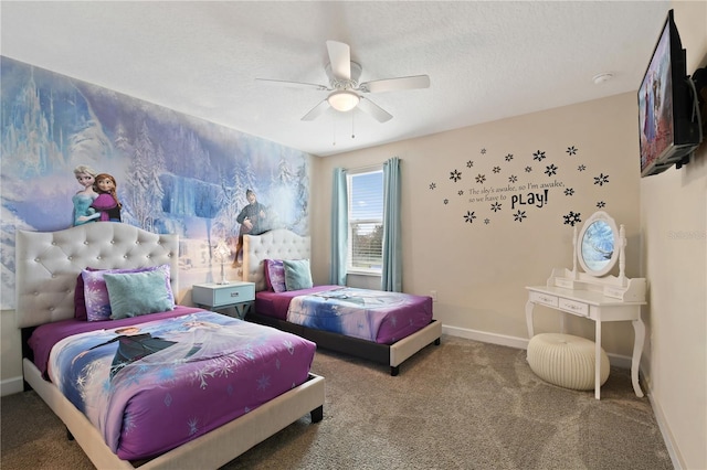 8834 Cabot Cliffs Dr, Davenport, FL 33896 - bedroom featuring carpet floors, a ceiling fan, and a textured ceiling