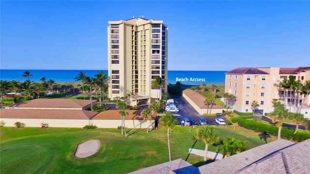 exterior space with a water view